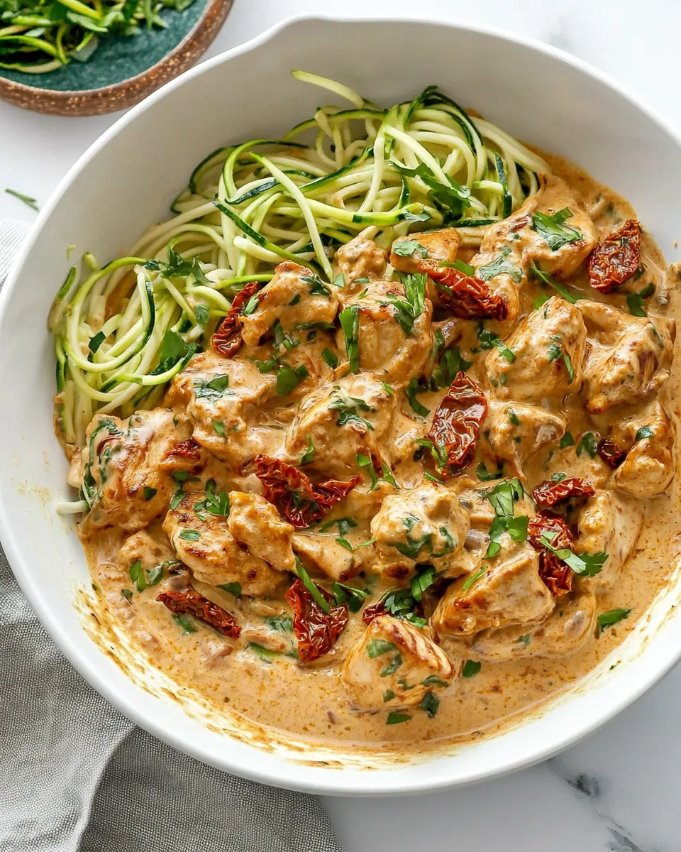 Classic Creamy Sun Dried Tomato Chicken Zoodles dish photo
