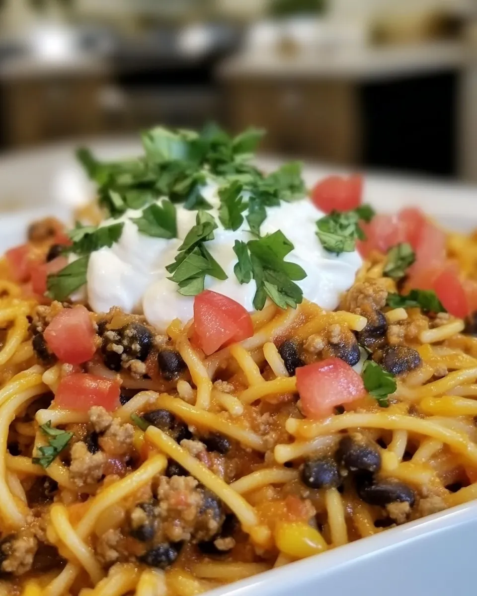 Delicious Creamy Taco Spaghetti dish photo