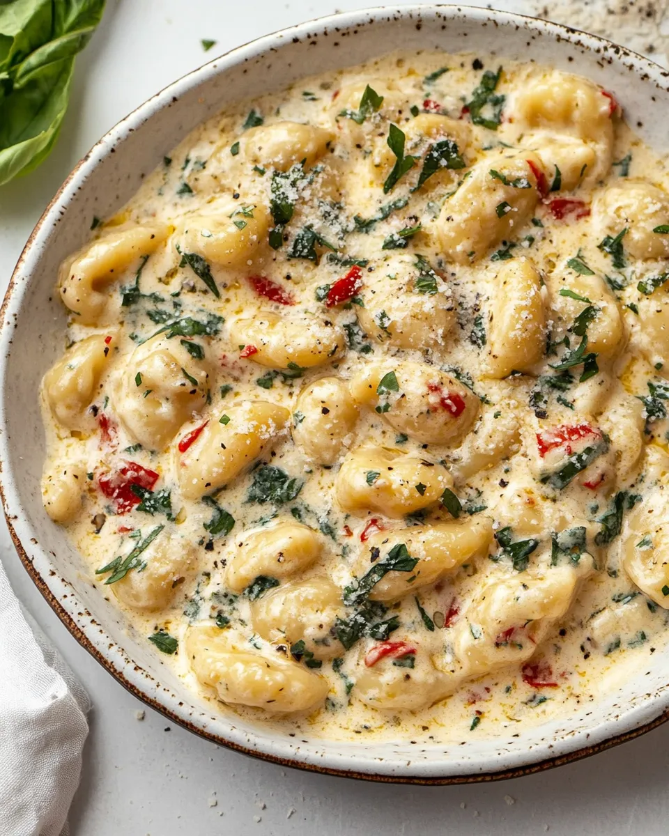 Delicious Creamy Tuscan Parmesan Gnocchi plate image