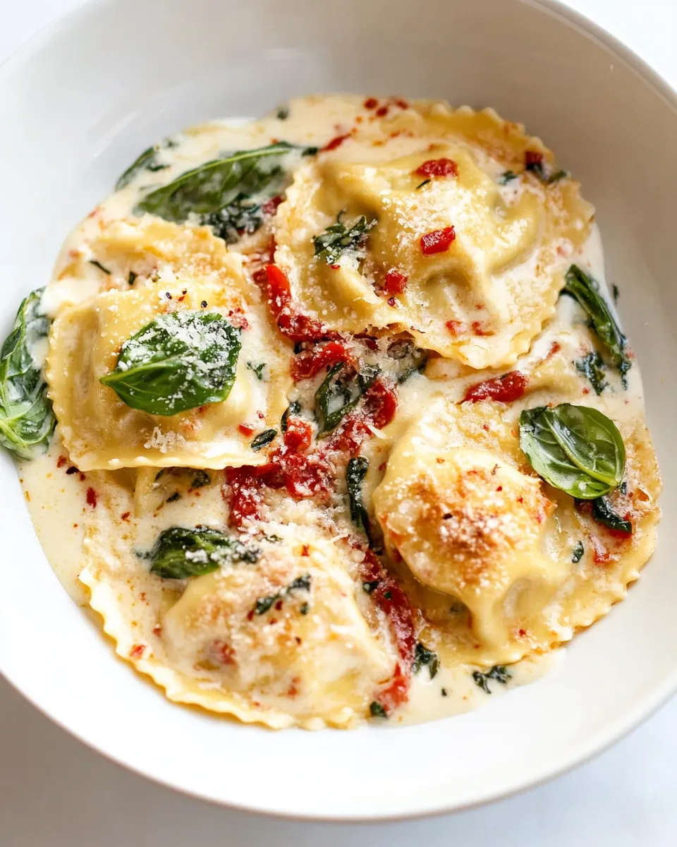 classic Creamy Tuscan Ravioli (One Pan, 15 Minutes!) image