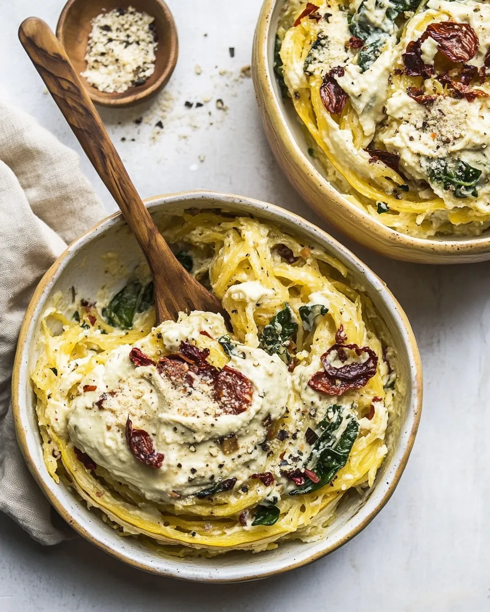 Easy Creamy Tuscan Spaghetti Squash (Paleo, Vegan) recipe image