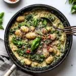 homemade Creamy Vegan Gnocchi Skillet with Pesto, Lentils & Broccoli Rabe photo