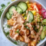 Homemade Crispy Bang Bang Chicken and Rice Bowls recipe photo
