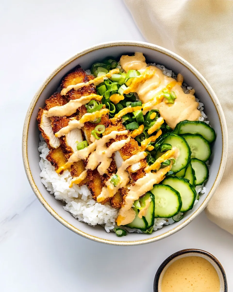 Classic Crispy Chicken Katsu Bowls with Sriracha Mayo image