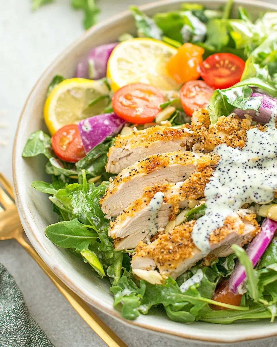 Homemade Crispy Chicken Salad With Poppy Seed Dressing recipe photo