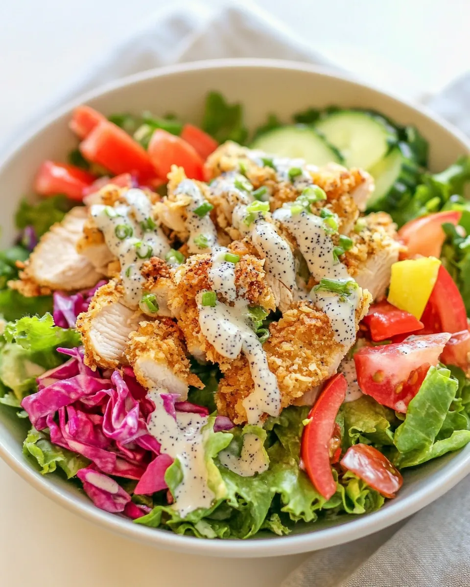 Delicious Crispy Chicken Salad With Poppy Seed Dressing image