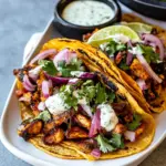 Homemade Crispy Chipotle Chicken Tacos with Cilantro Lime Ranch. recipe photo