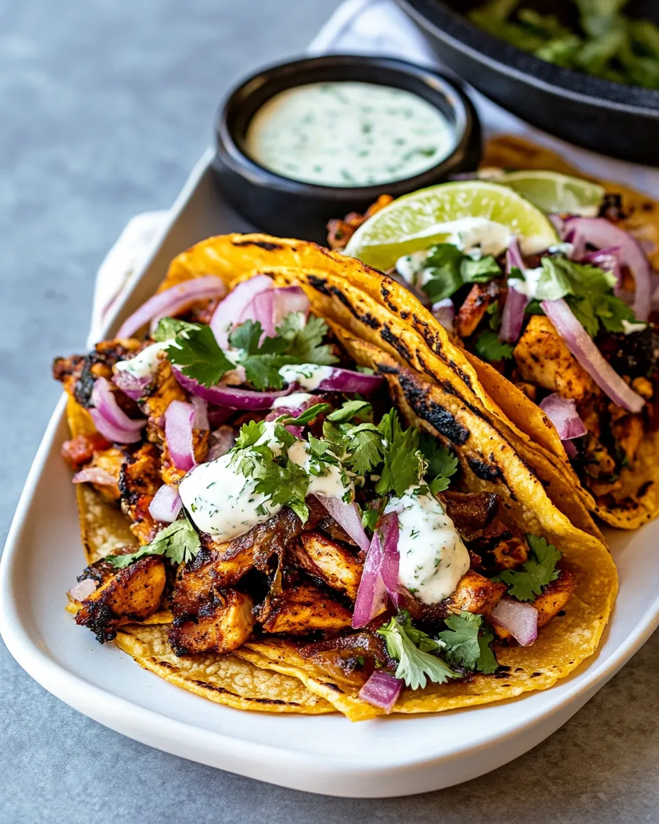 Homemade Crispy Chipotle Chicken Tacos with Cilantro Lime Ranch. recipe photo