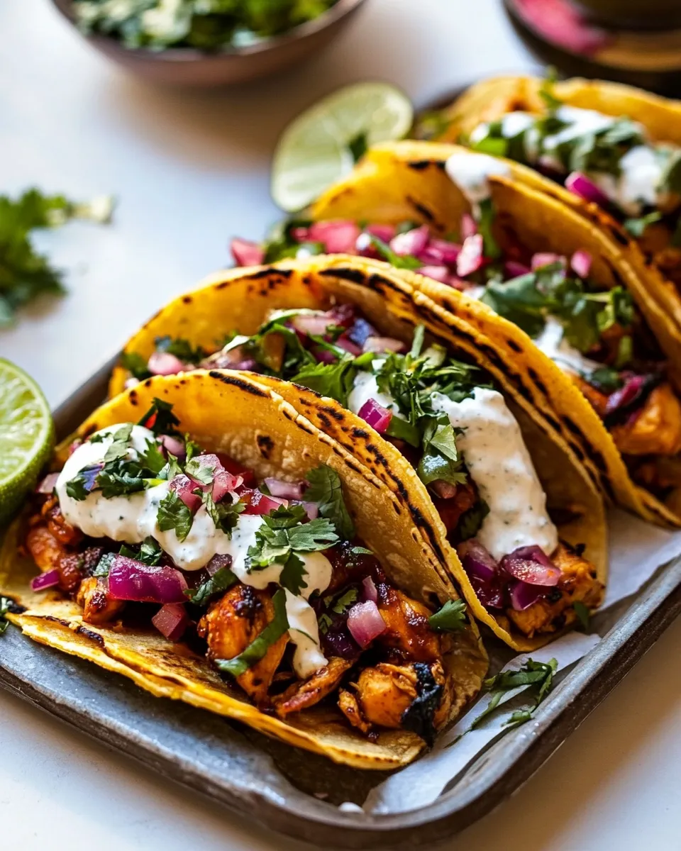 Easy Crispy Chipotle Chicken Tacos with Cilantro Lime Ranch. food shot