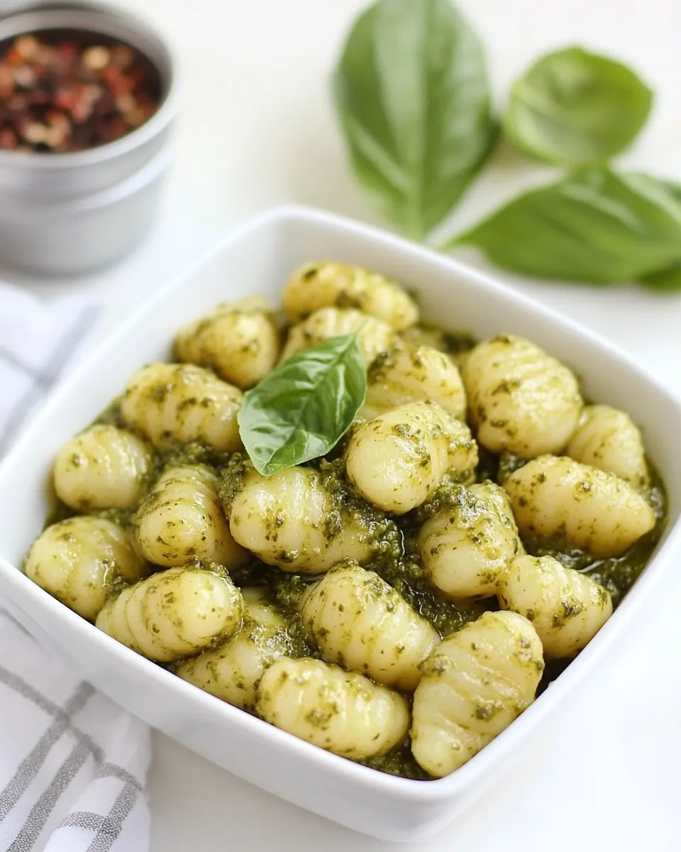 Homemade Crispy Gnocchi with Basil Pesto photo