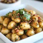 homemade Crispy Gnocchi with Pistachio Pesto. photo