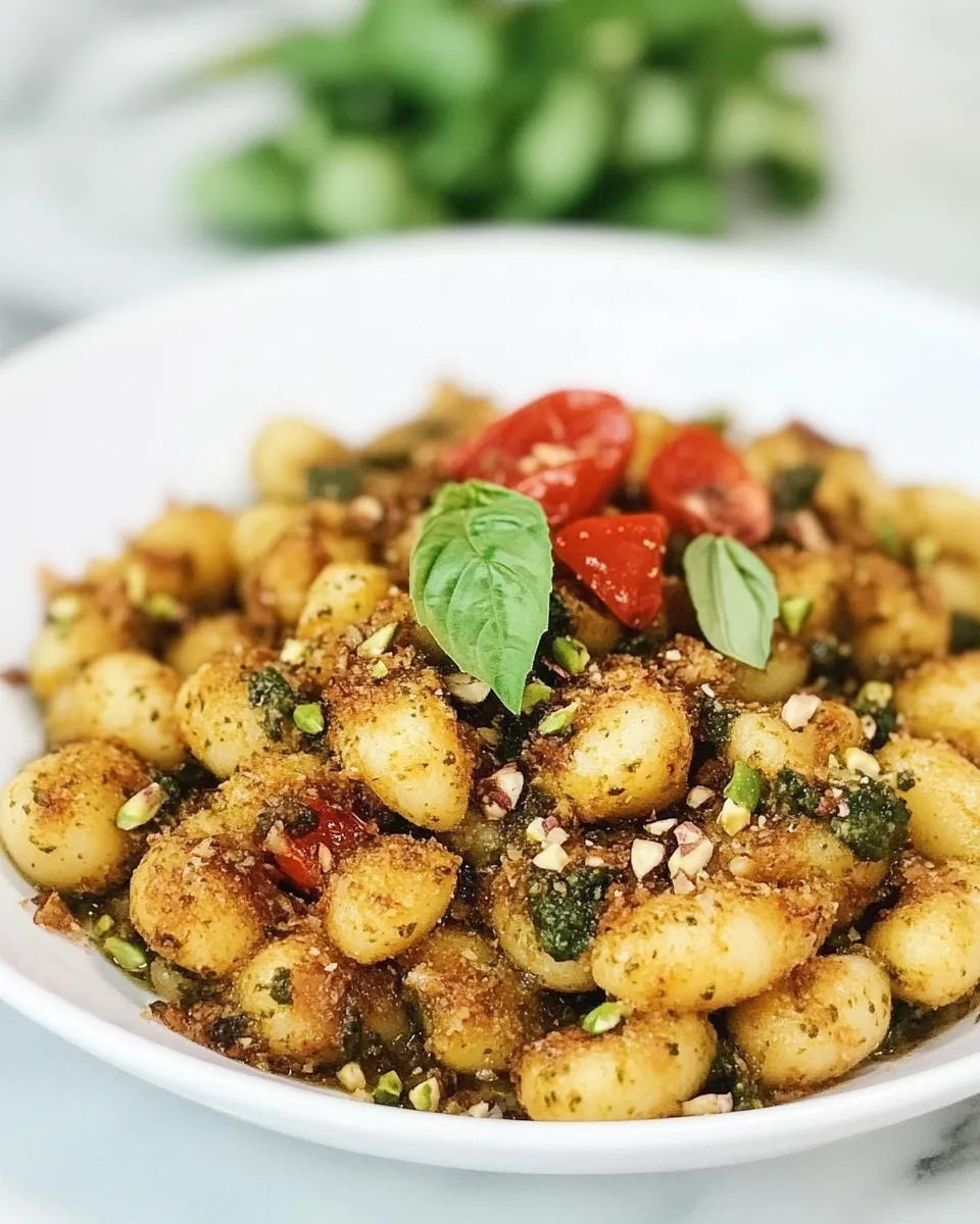 classic Crispy Gnocchi with Pistachio Pesto. image