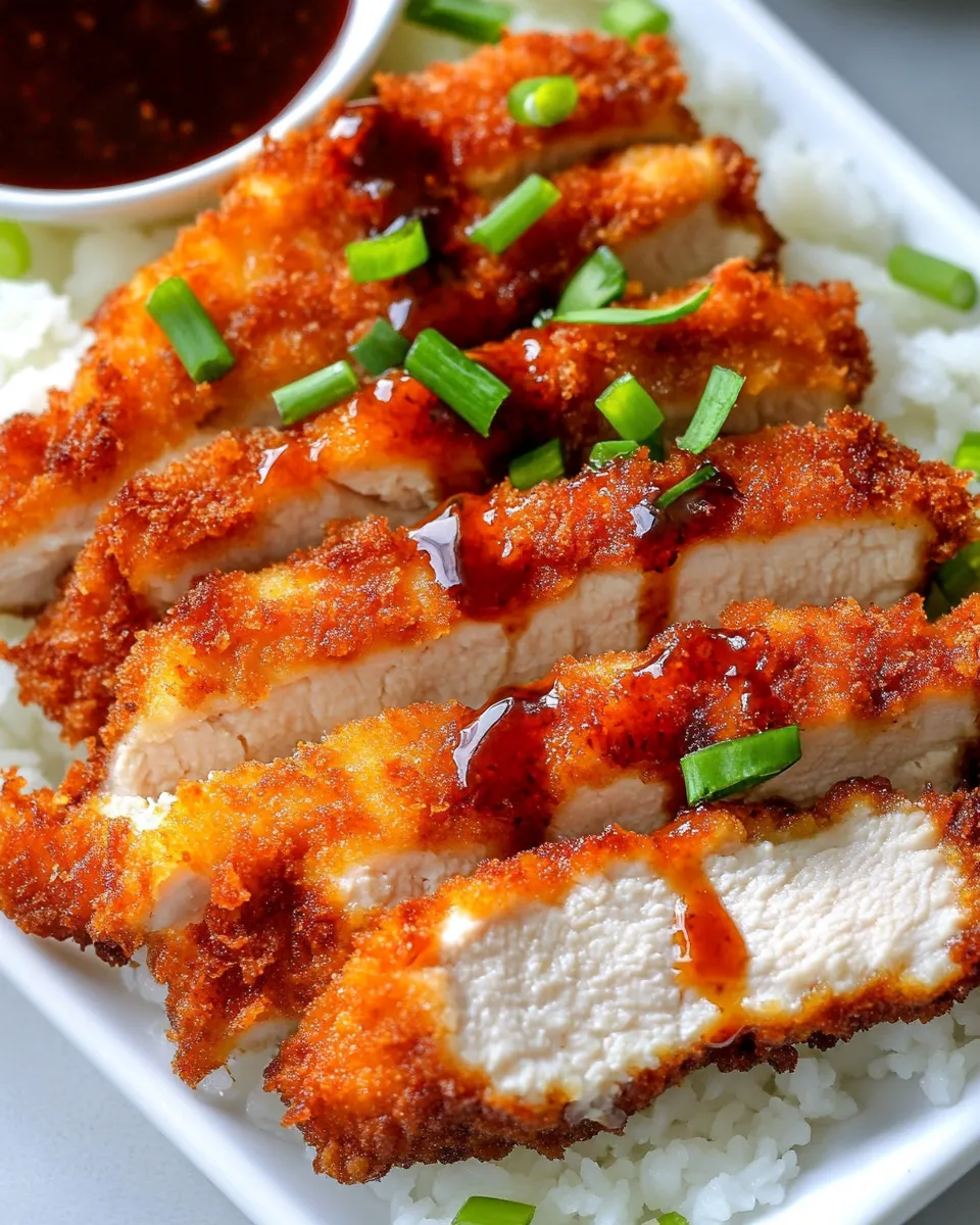 delicious Crispy Japanese Chicken Katsu with Homemade Tonkatsu Sauce shot