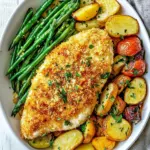 Homemade Crispy Parmesan Baked Chicken Milanese & Veggies photo