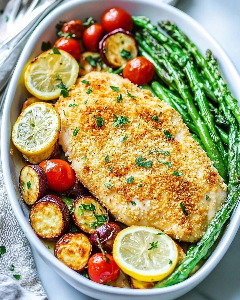 Easy Crispy Parmesan Baked Chicken Milanese & Veggies picture
