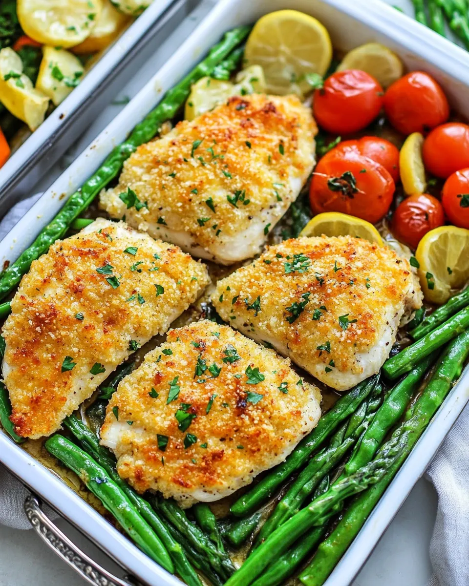 Delicious Crispy Parmesan Baked Chicken Milanese & Veggies recipe image