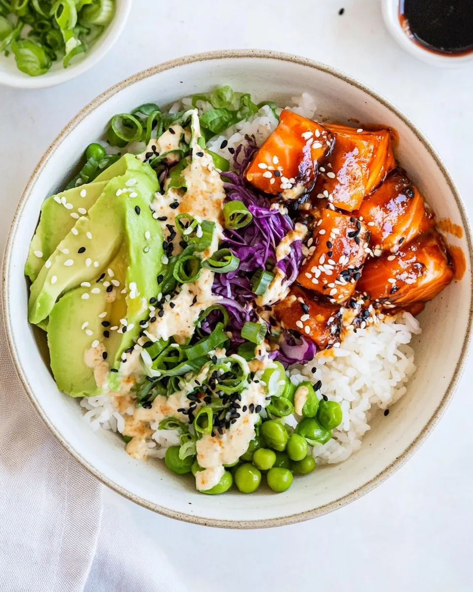 Easy Crispy Salmon Rice Bowls recipe image