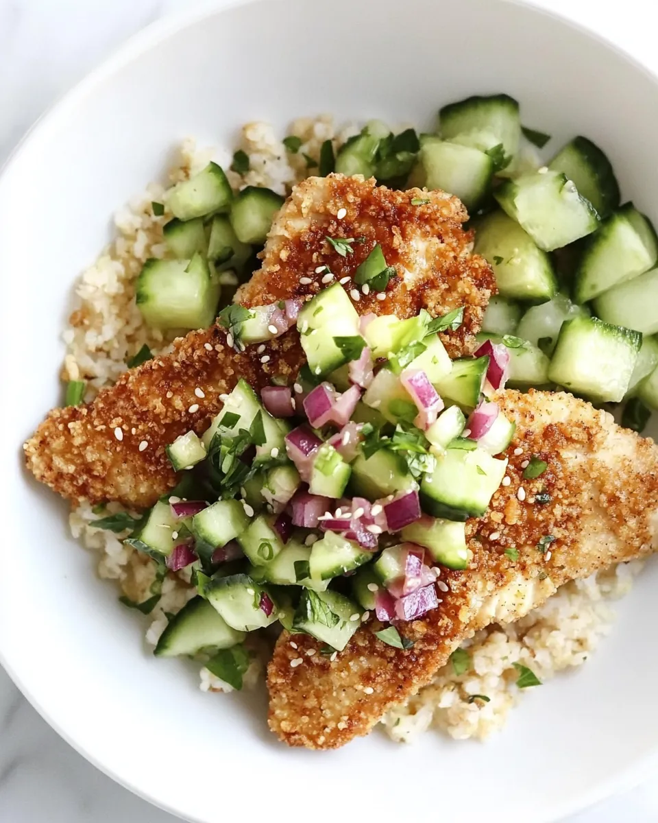 Homemade Crispy Togarashi Chicken with Sesame Cucumber Relish recipe photo