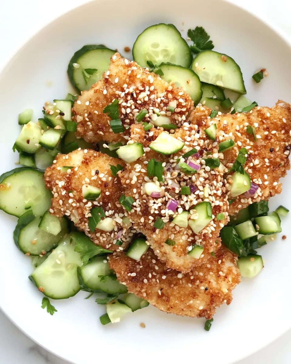 Delicious Crispy Togarashi Chicken with Sesame Cucumber Relish picture