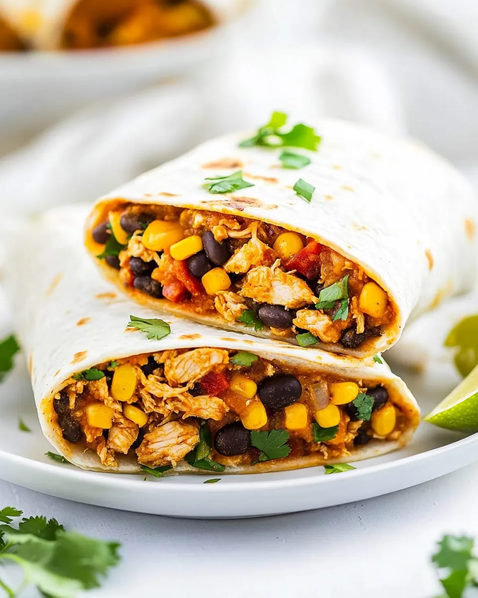 Delicious Crockpot Chicken Burritos shot