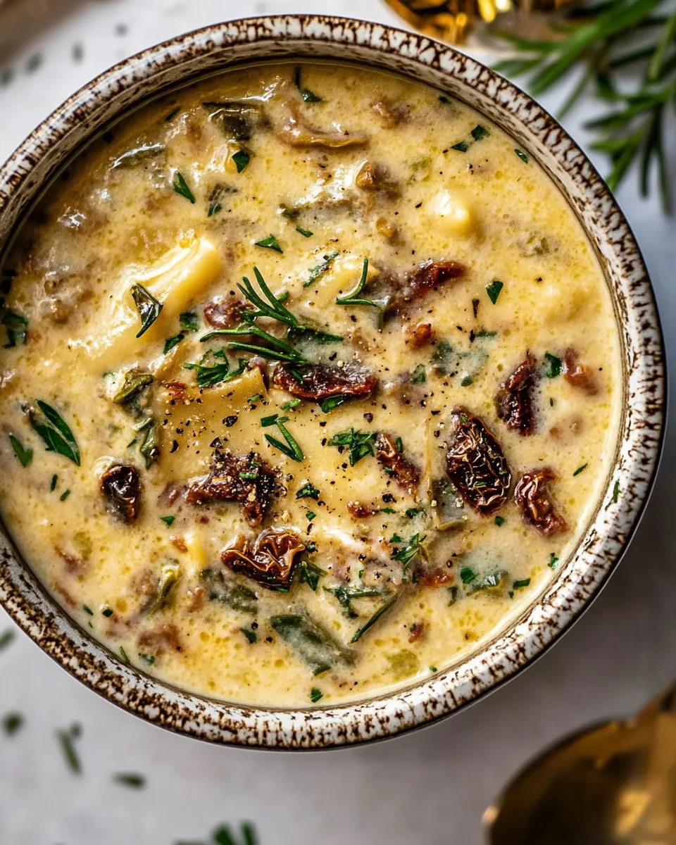 easy Crockpot Creamy Sun-Dried Tomato Lasagna Soup. photo
