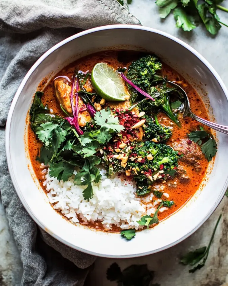 homemade Crockpot Thai Broccoli Rabe Chicken Curry. recipe photo