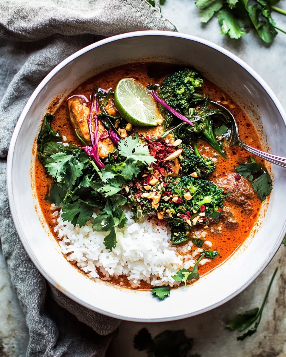 homemade Crockpot Thai Broccoli Rabe Chicken Curry. recipe photo