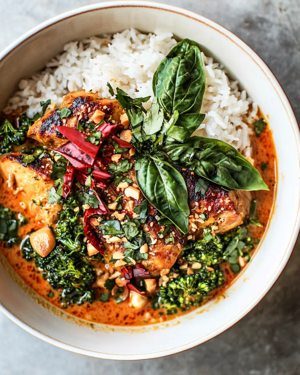 classic Crockpot Thai Broccoli Rabe Chicken Curry. dish photo