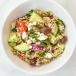 Homemade Cucumber Quinoa Salad With Ground Turkey, Olives, & Feta recipe photo