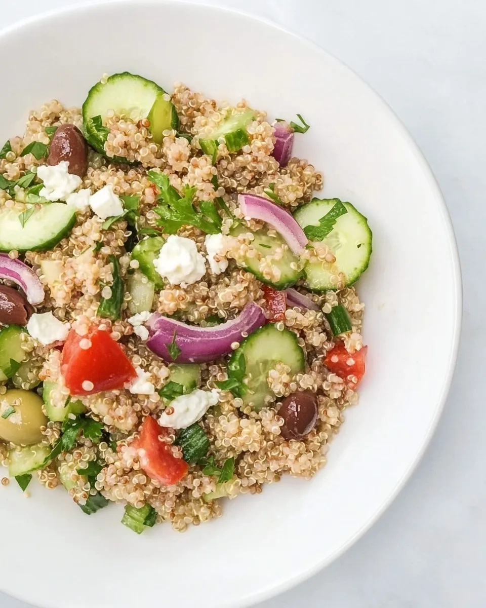 Classic Cucumber Quinoa Salad With Ground Turkey, Olives, & Feta dish photo