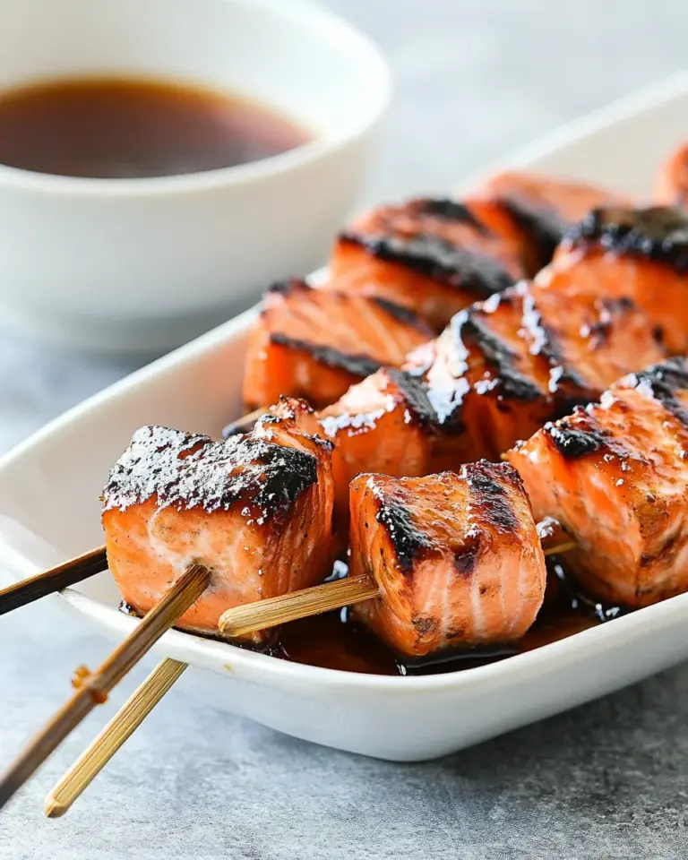 Delicious Cured Brown Sugar Salmon Skewers food shot