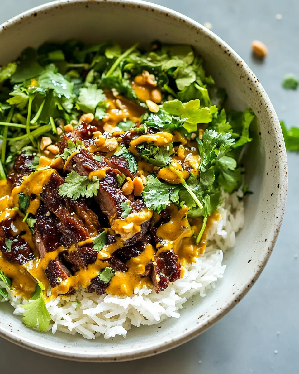 Tasty Curried Thai Beef with Peanut Sauce. plate image