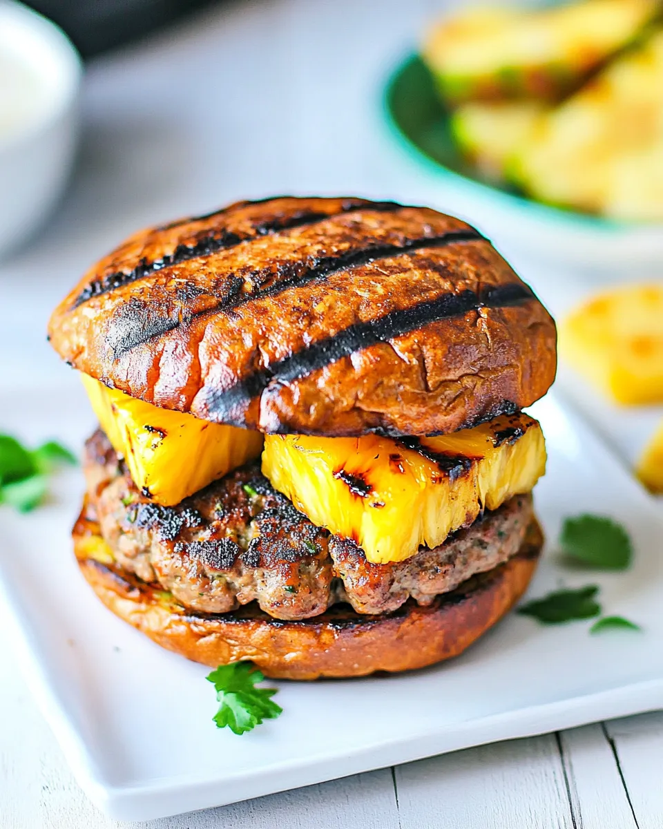 Classic Curry Turkey Burgers With Grilled Pineapple image