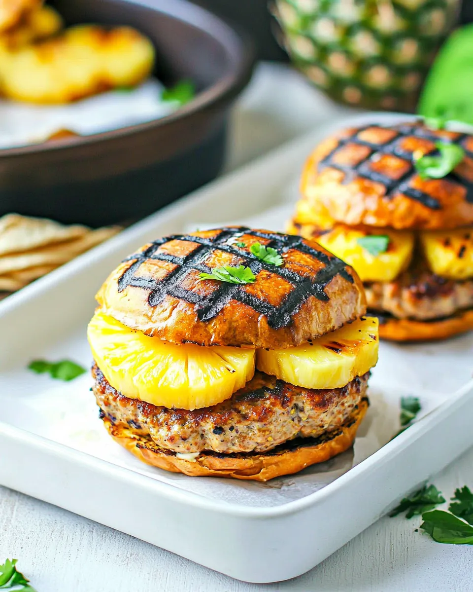 Easy Curry Turkey Burgers With Grilled Pineapple recipe photo