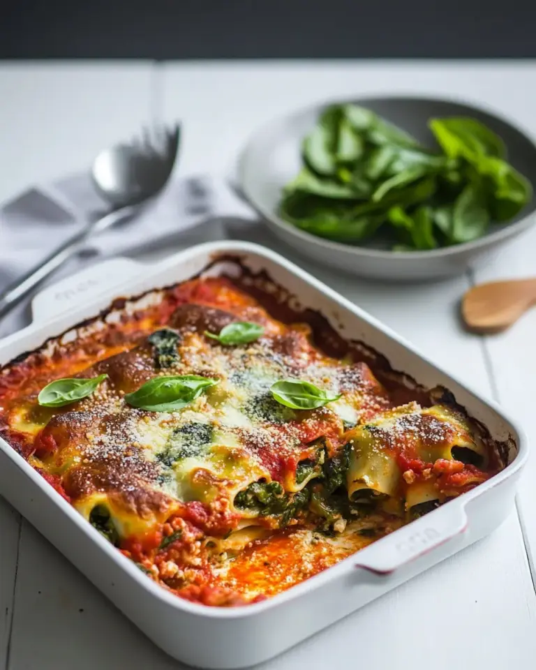 Homemade Delicious spinach & ricotta cannelloni bake photo