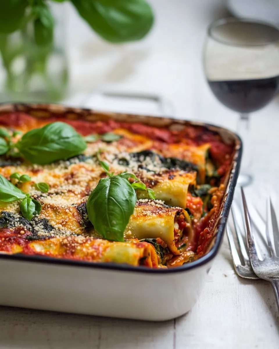 Classic Delicious spinach & ricotta cannelloni bake image