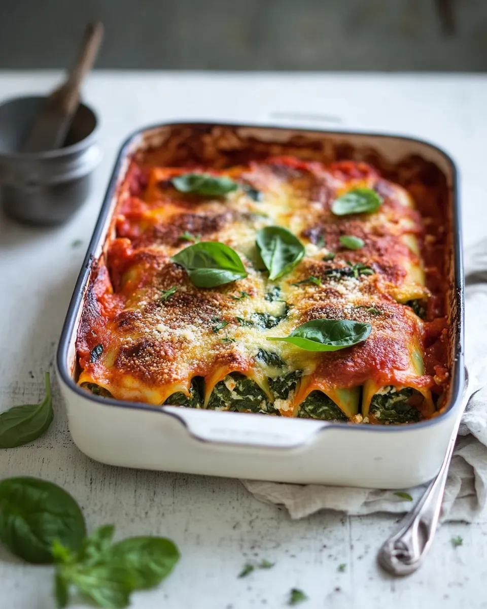 Easy Delicious spinach & ricotta cannelloni bake picture