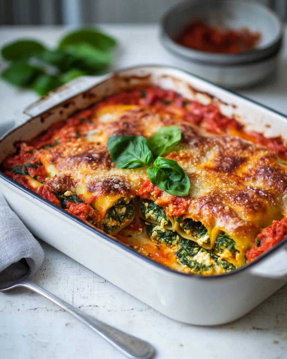 Delicious Delicious spinach & ricotta cannelloni bake shot