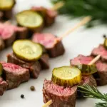 Homemade Dill Pickle Beef Skewers recipe photo