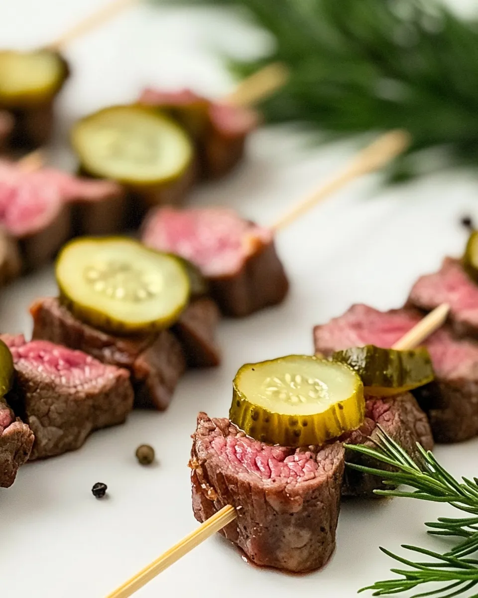 Homemade Dill Pickle Beef Skewers recipe photo