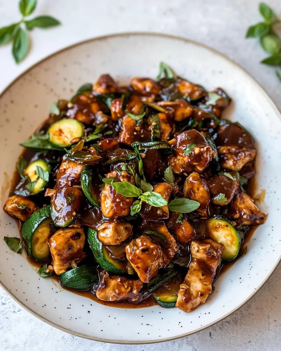 Delicious Easy 3 Cup Chicken with Zucchini. food shot
