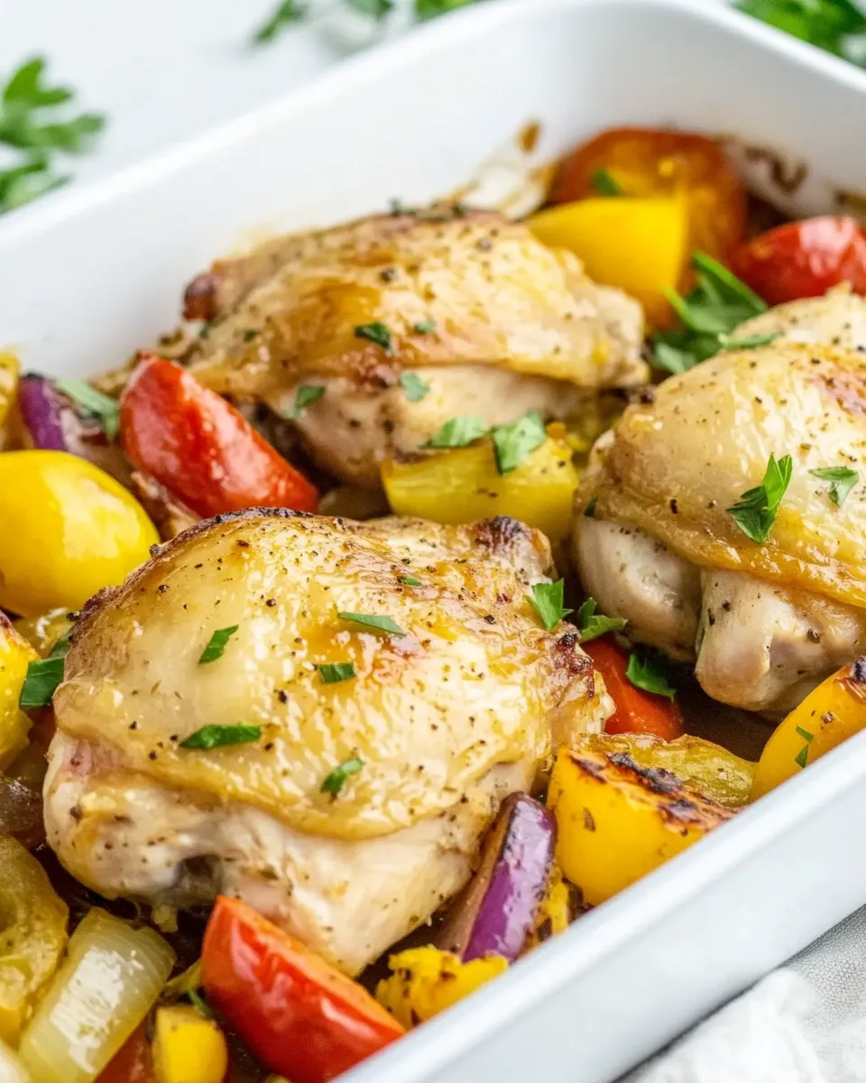 Homemade Easy Baked Chicken Thighs With Vegetables photo