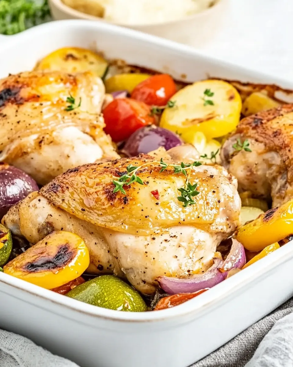 Classic Easy Baked Chicken Thighs With Vegetables image