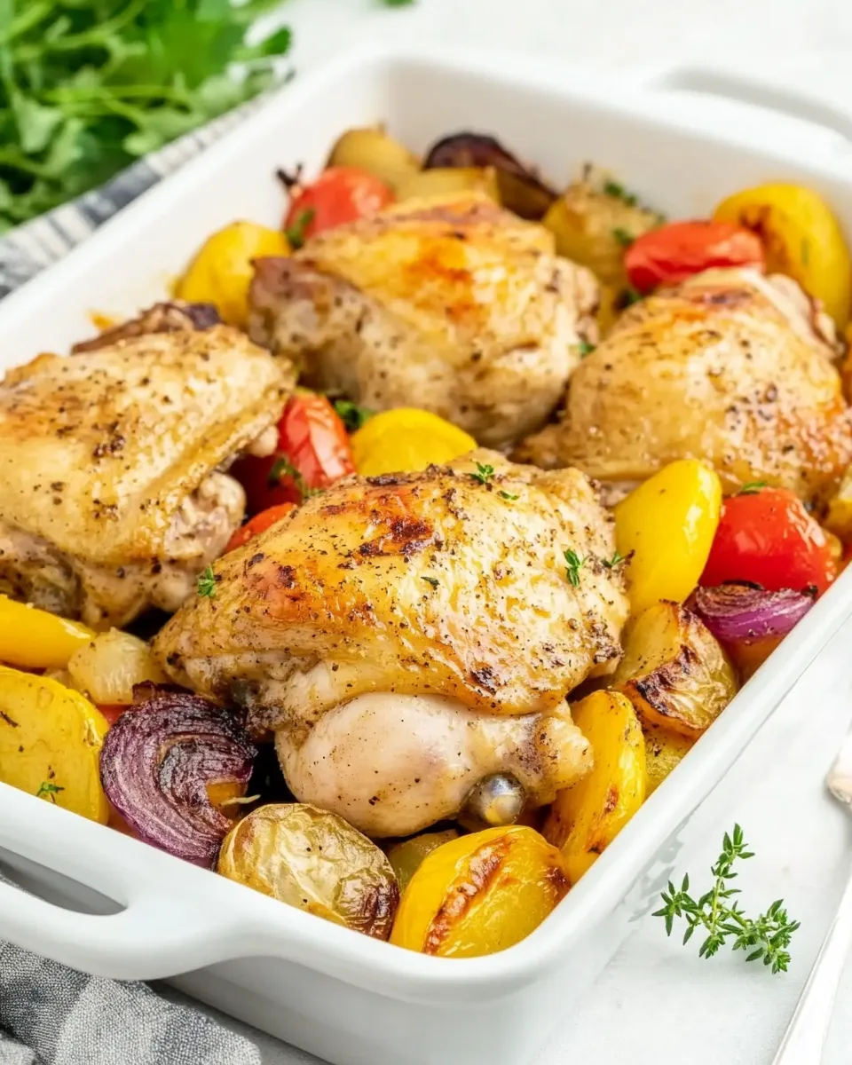 Easy Easy Baked Chicken Thighs With Vegetables recipe photo