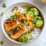 Homemade Easy Bang Bang Salmon Bowls. recipe photo