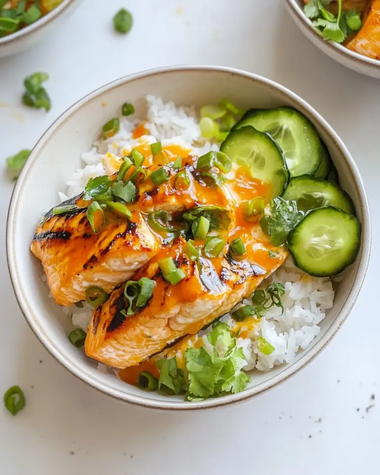Homemade Easy Bang Bang Salmon Bowls. recipe photo