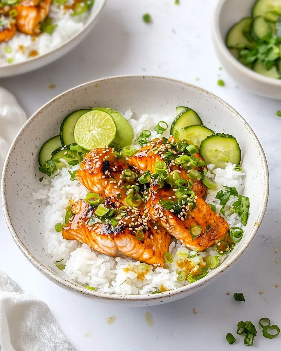Classic Easy Bang Bang Salmon Bowls. dish photo