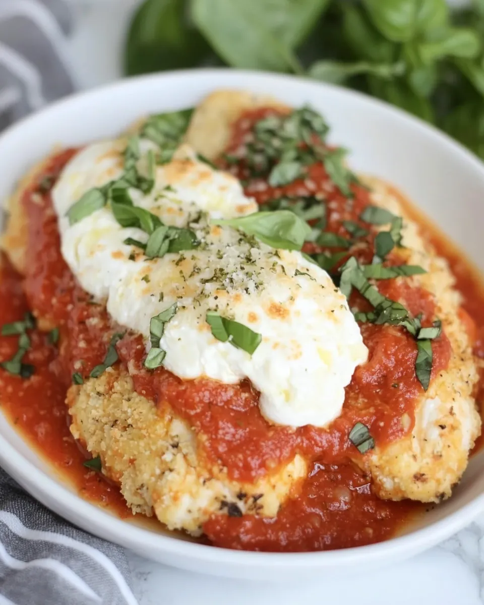 Easy Easy Burrata Chicken Parmesan recipe photo