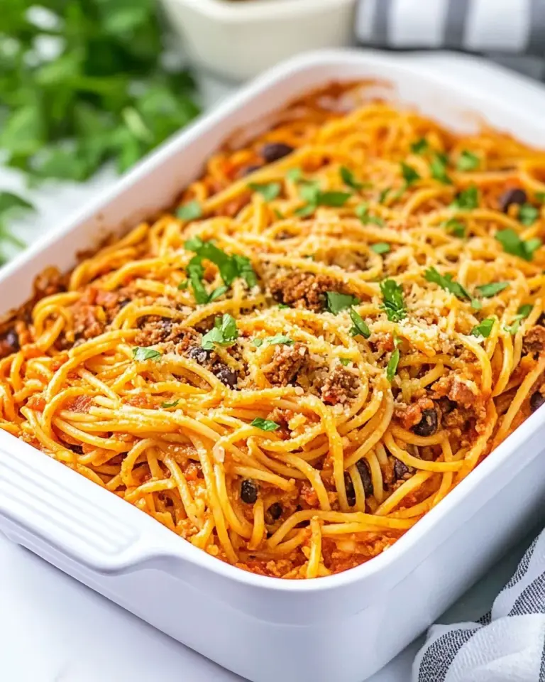 Homemade Easy Cheesy Taco Spaghetti Casserole photo