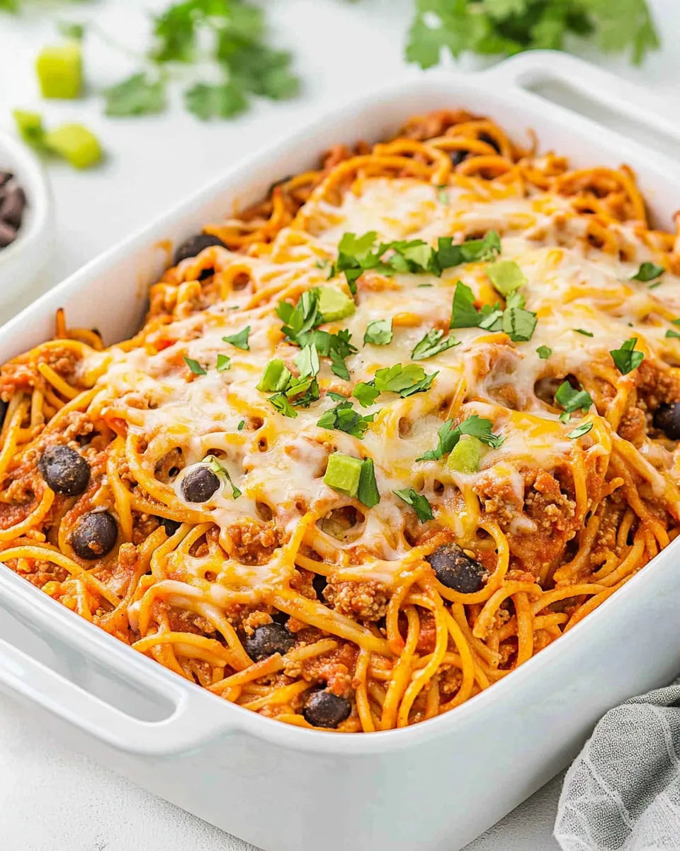 Classic Easy Cheesy Taco Spaghetti Casserole image